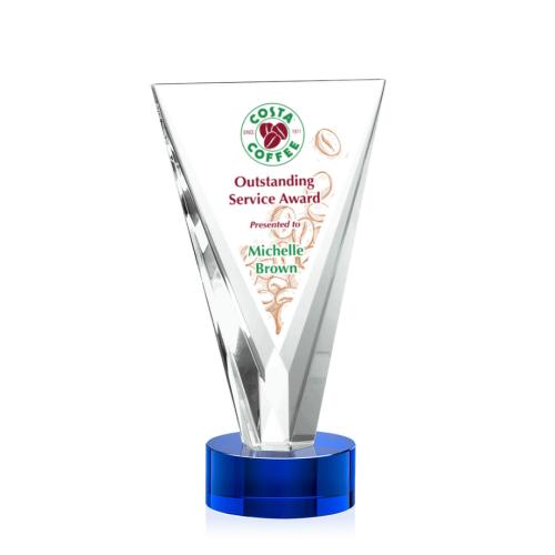Awards and Plaques - Crystal Trophies - Michaels Full Color Blue Unique Crystal Trophy