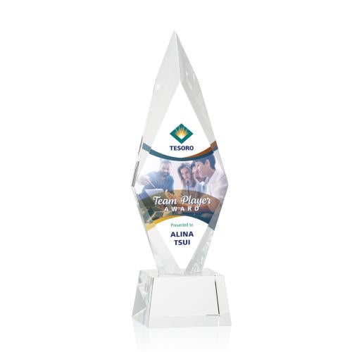 Awards and Plaques - Crystal Trophies - Kendrick Full Color on Small Base Clear Crystal Trophy