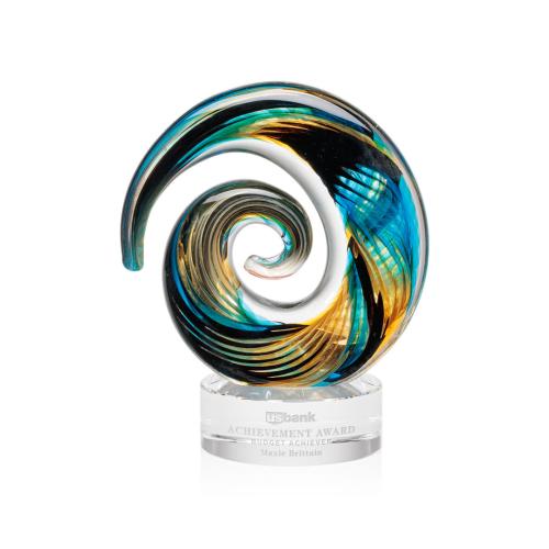 Awards and Plaques - Glass Trophies - Art Glass Trophies - Gleason on Lockwood Clear Circle Glass Trophy