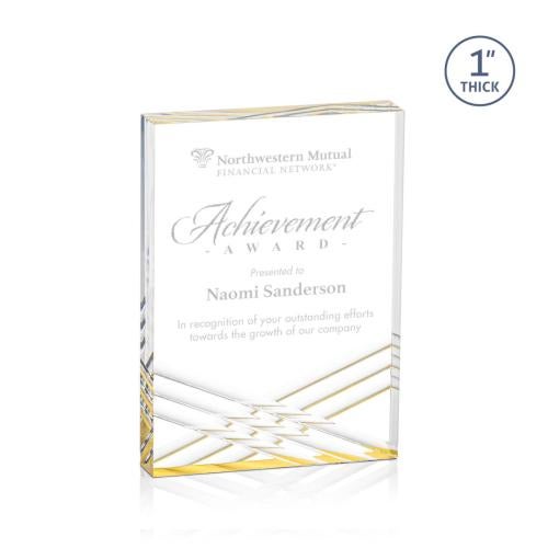 Awards and Plaques - Acrylic Trophies - Floyd Gold Rectangle Acrylic Trophy