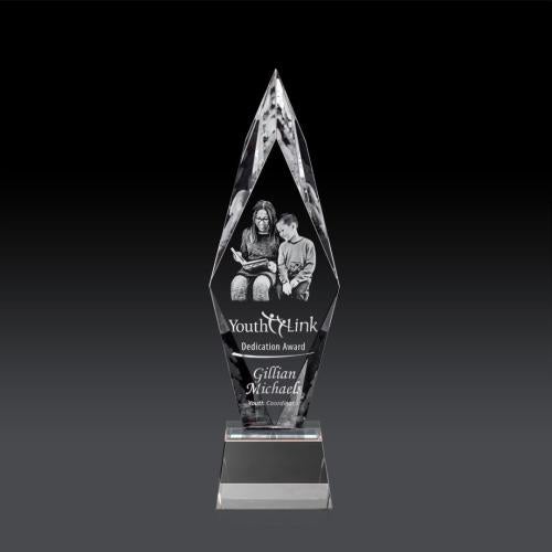 Awards and Plaques - Crystal Trophies - Kendrick on Small Base (3D) Clear Crystal Trophy