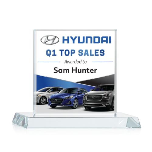 Awards and Plaques - Crystal Trophies - Cerda Full Color Clear Square / Cube Crystal Trophy