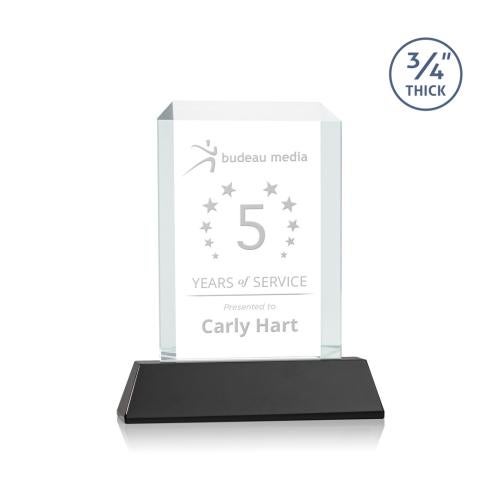 Awards and Plaques - Crystal Trophies - Carey on Helton Black Rectangle Crystal Trophy