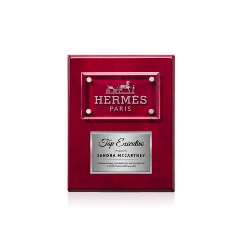 Awards and Plaques - Wall Plaque Awards - Woodward Plaque - Rosewood/Silver