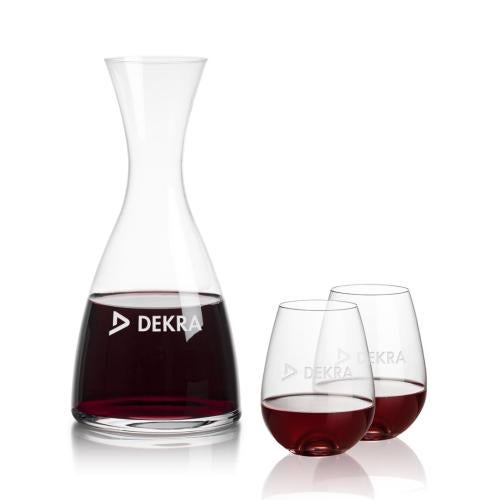 Custom Barware Glasses - Carafes - Daugherty Carafe & Walter Stemless Wine