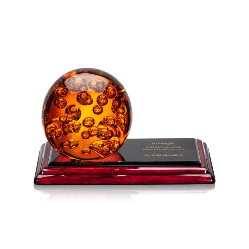 Awards and Plaques - Glass Trophies - Art Glass Trophies - Freeman Globe on Albion™ Base Glass Trophy