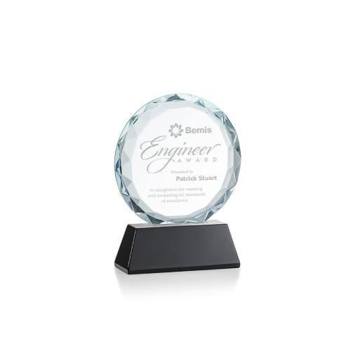 Awards and Plaques - Crystal Trophies - Linares Black Circle Crystal Trophy