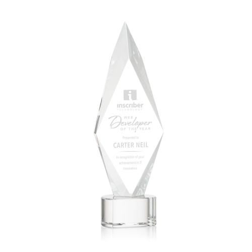 Awards and Plaques - Crystal Trophies - Kendrick on Half Round Base Clear Crystal Trophy