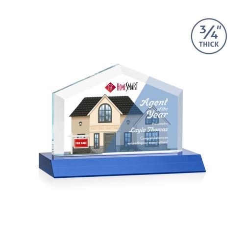 Awards and Plaques - Crystal Trophies - Realtor Full Color Blue Peaks Crystal Trophy