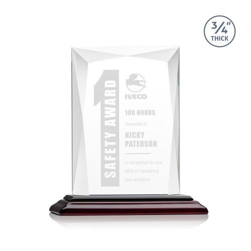 Awards and Plaques - Crystal Trophies - Cassidy Wood Rectangle Crystal Trophy