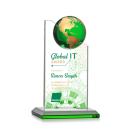 Myers  Full Color Green/Gold Globe Crystal Trophy