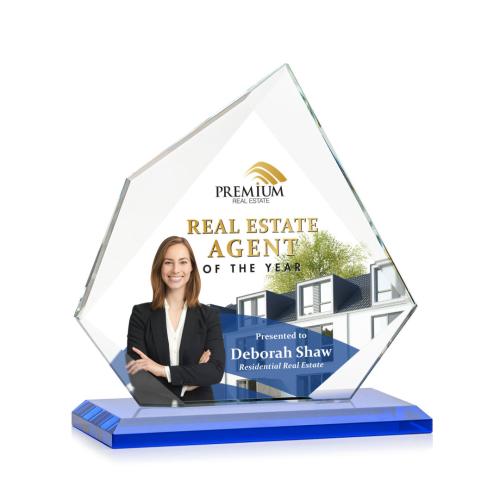 Awards and Plaques - Crystal Trophies - Hoang Full Color Blue Peaks Crystal Trophy