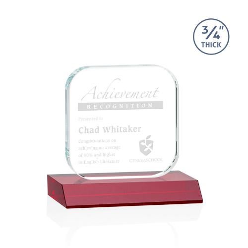 Awards and Plaques - Crystal Trophies - App Red Square / Cube Crystal Trophy
