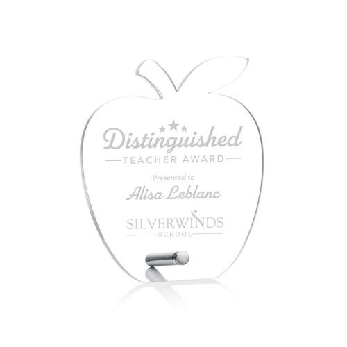 Awards and Plaques - Acrylic Trophies - Jewell Apple Silver Apples Acrylic Trophy