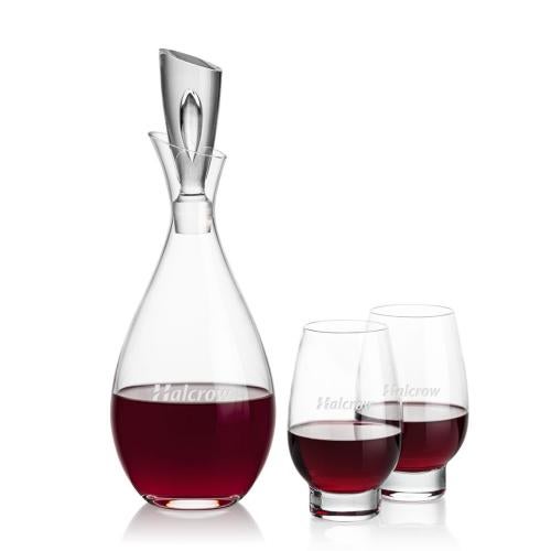Custom Barware Glasses - Carafes - Pickett Decanter & Hayden Stemless Wine