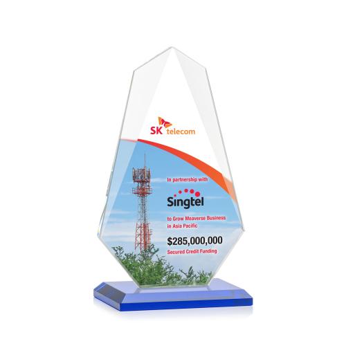 Awards and Plaques - Crystal Trophies - Byers Full Color Blue Peaks Crystal Trophy