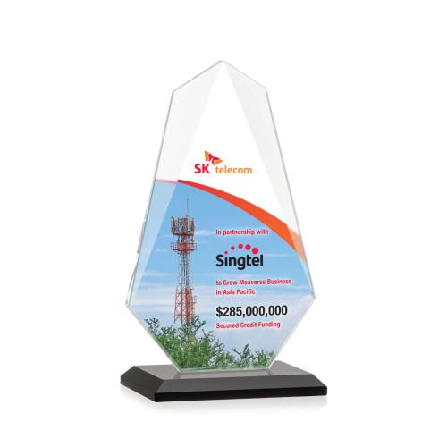 Awards and Plaques - Crystal Trophies - Byers Full Color Black Unique Crystal Trophy