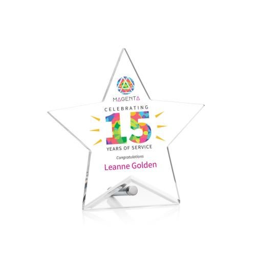 Awards and Plaques - Acrylic Trophies - Jewell Star Full Color Silver Acrylic Trophy