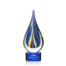 Sharp Blue Tear Drop Glass Trophy
