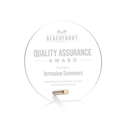 Awards and Plaques - Acrylic Trophies - Jewell Gold Circle Acrylic Trophy