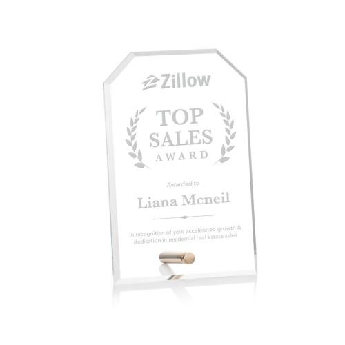Awards and Plaques - Acrylic Trophies - Jewell Clipped Gold Rectangle Acrylic Trophy