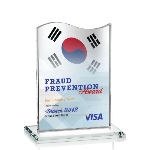 Awards and Plaques - Crystal Trophies - Dobbs Full Color Clear Unique Crystal Trophy