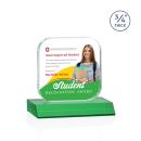 App Full Color Green Square / Cube Crystal Trophy