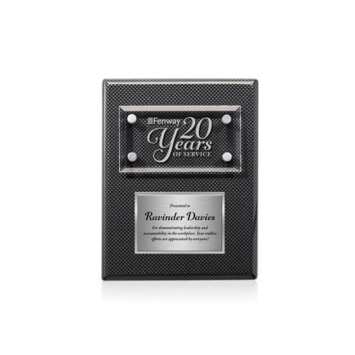 Awards and Plaques - Wall Plaque Awards - Woodward Plaque - Carbon Fibre/Silver