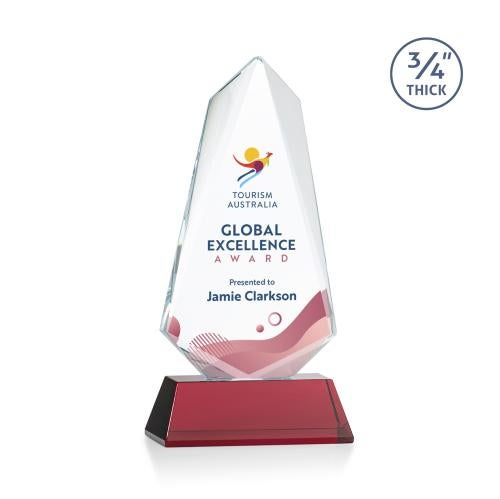 Awards and Plaques - Crystal Trophies - McMullen Full Color on Helton Red Unique Crystal Trophy