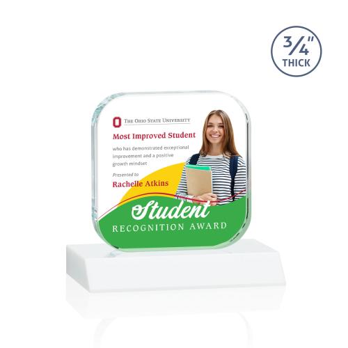 Awards and Plaques - Crystal Trophies - App Full Color Fagan Square / Cube Crystal Trophy