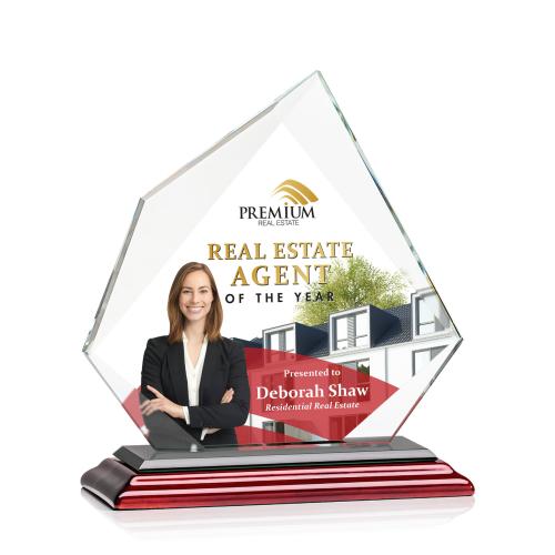 Awards and Plaques - Crystal Trophies - Hoang Full Color Rosewood Peaks Crystal Trophy