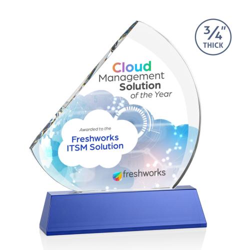 Awards and Plaques - Crystal Trophies - Yanez Full Color on Helton Blue Peaks Crystal Trophy