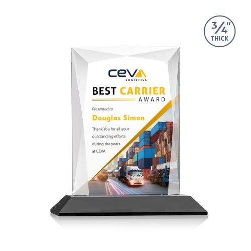 Awards and Plaques - Crystal Trophies - Cassidy Full Color Black Rectangle Crystal Trophy