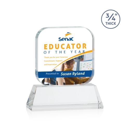 Awards and Plaques - Crystal Trophies - App Full Color on Helton Clear Square / Cube Crystal Trophy