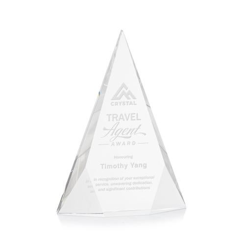 Awards and Plaques - Crystal Trophies - Bragg Clear Pyramid Crystal Trophy