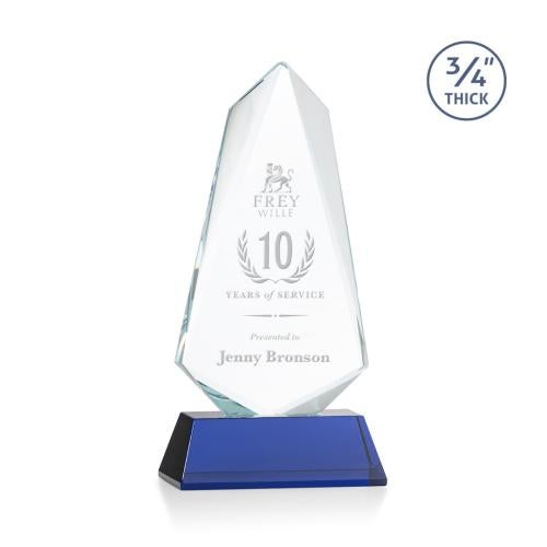 Awards and Plaques - Crystal Trophies - McMullen on Helton Blue Unique Crystal Trophy