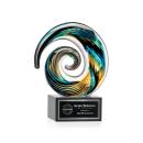 Gleason on Plated Crystal Black Circle Glass Trophy