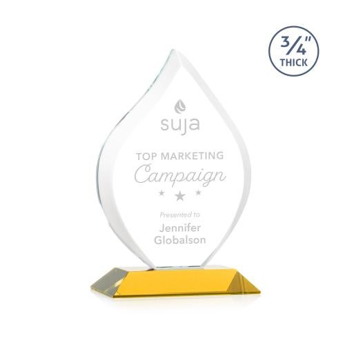 Awards and Plaques - Crystal Trophies - Cavazos Amber Flame Crystal Trophy