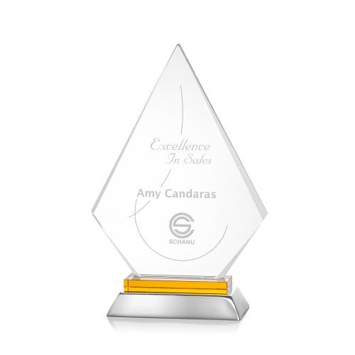 Awards and Plaques - Crystal Trophies - Hanks Amber Crystal Trophy