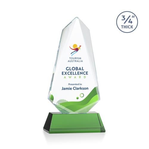 Awards and Plaques - Crystal Trophies - McMullen Full Color on Helton Green Unique Crystal Trophy