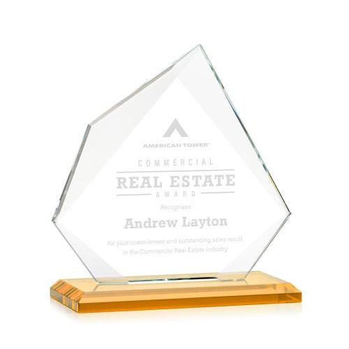 Awards and Plaques - Crystal Trophies - Hoang Amber Peaks Crystal Trophy