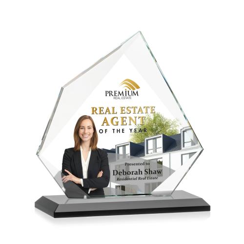 Awards and Plaques - Crystal Trophies - Hoang Full Color Black Peaks Crystal Trophy