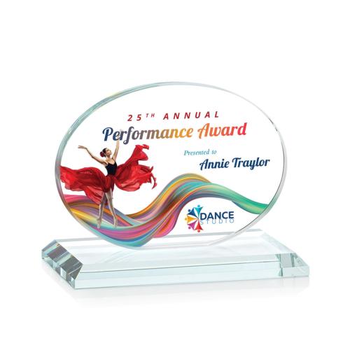 Awards and Plaques - Crystal Trophies - Woods (Horiz) Full Color  Clear Circle Crystal Trophy