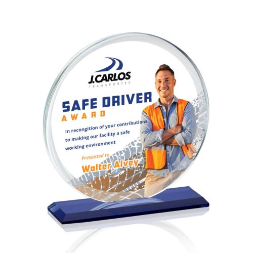 Awards and Plaques - Crystal Trophies - Varner Full Color Circle Crystal Trophy