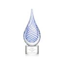 Striation on Round Base Clear Tear Drop Glass Trophy
