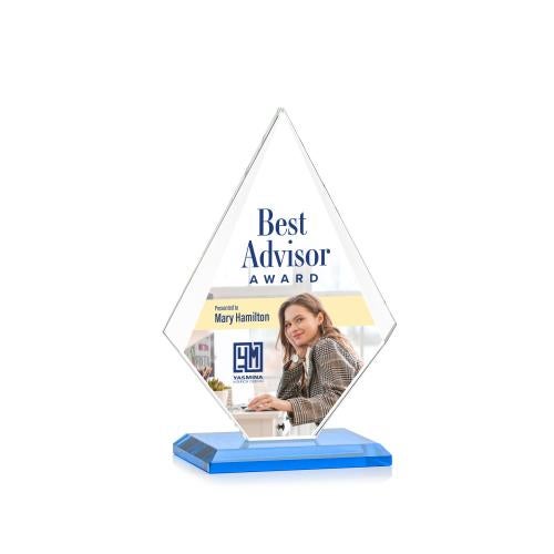 Awards and Plaques - Crystal Trophies - Lujan Full Color Sky Blue Crystal Trophy