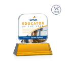 App Full Color on Helton Amber Square / Cube Crystal Trophy