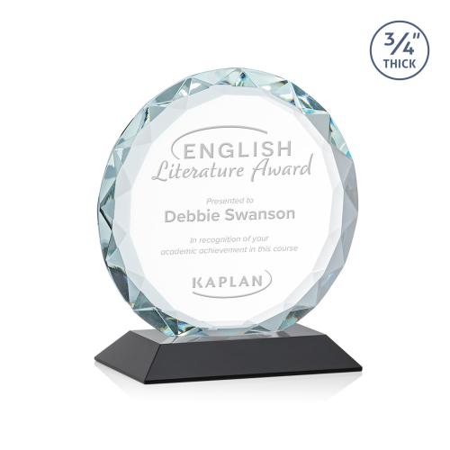 Awards and Plaques - Crystal Trophies - Clarke Black Circle Crystal Trophy