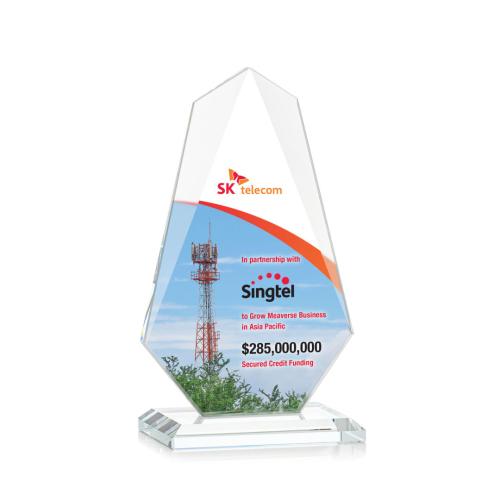 Awards and Plaques - Crystal Trophies - Byers Full Color Clear Unique Crystal Trophy