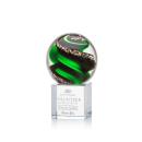 Boykin Globe on Square Crystal Base Glass Trophy